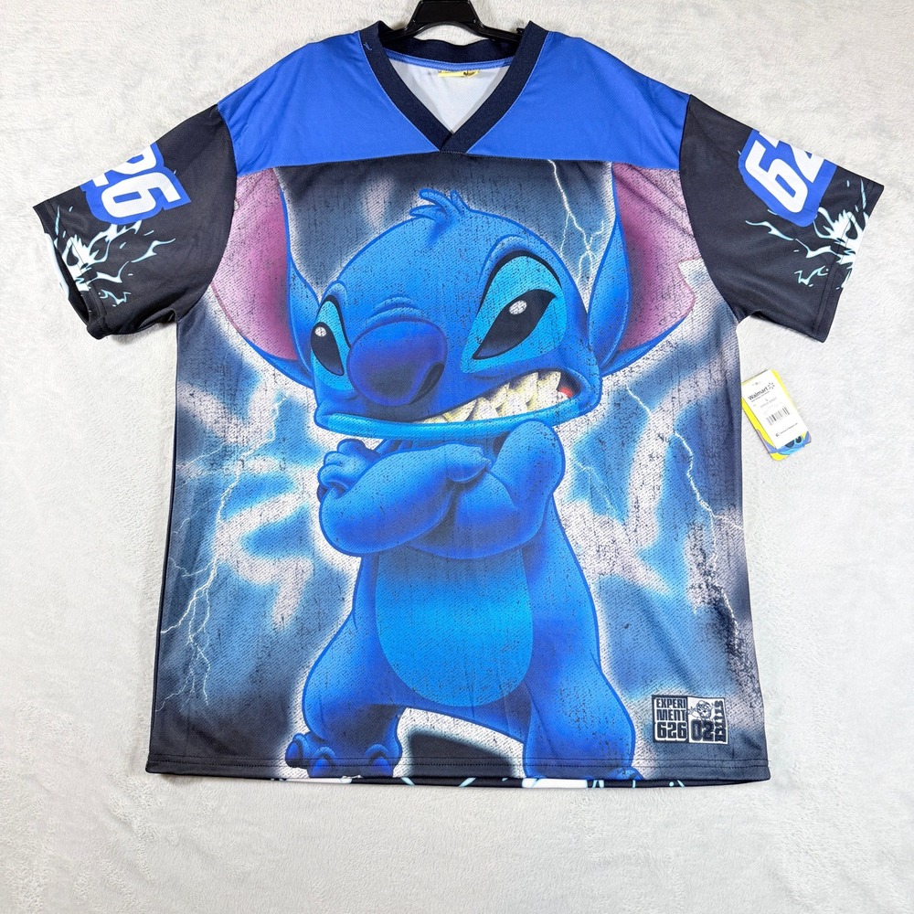 Disney Lilo & Stitch Baseball Jersey Shirt Large L 02 Experiment 626 Blue NWT